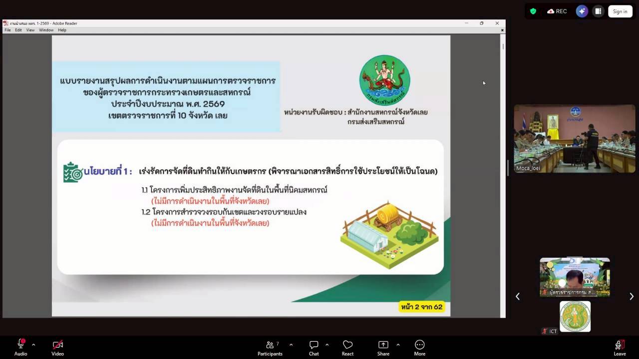 title - ผู้ตรวจราชการ ส.ป.ก. เข้าร่วมการประชุมตรวจติดตามการดำเนินงานตามแผนการตรวจราชการ ของผู้ตรวจราชการกระทรวงเกษตรและสหกรณ์ ประจำปีงบประมาณ พ.ศ. 2569 รอบที่ 1 ในเขตตรวจราชการที่ 10 จังหวัดเลย และจังหวัดหนองบัวลำภู